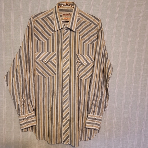 Vintage Stagecoach western wear striped pearl snap - Picture 7 of 9